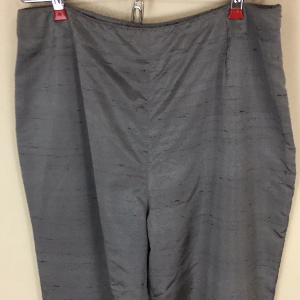 David Brooks Gray Silk Pants with Embroidery and Beading Size 8